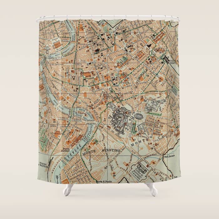 Vintage Map Of Rome Italy (1911) Shower Curtain