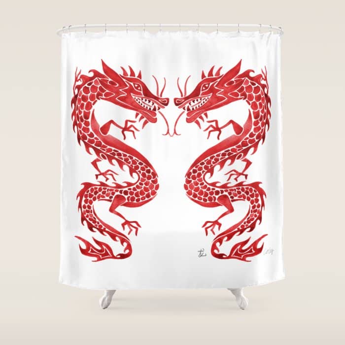 Chinese Dragon - Crimson Palette Shower Curtain
