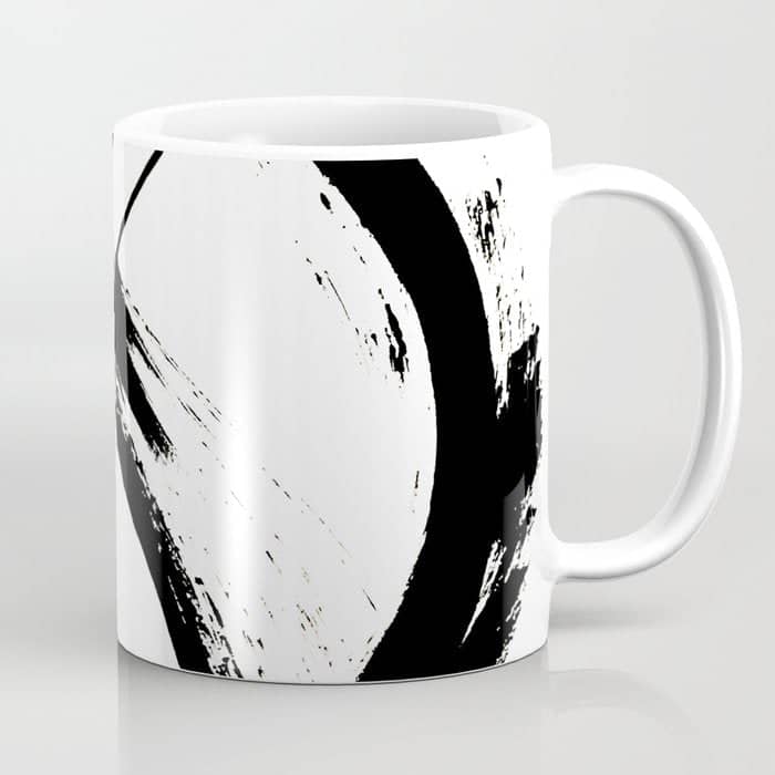 Brushstroke [7]: A Minimal, Abstract Piece In Black And White Coffee Mug