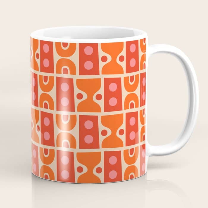 Mid Century Modern Abstract Pattern 721 Mid Mod Orange & Red Coffee Mug