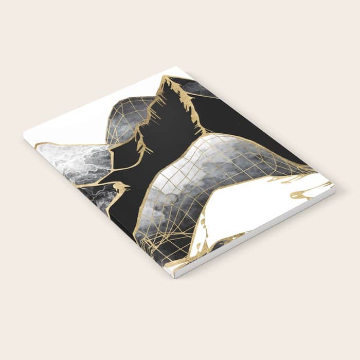 Minimal Black And Gold Mountains Notebook