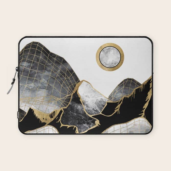 Minimal Black And Gold Mountains Laptop Sleeve