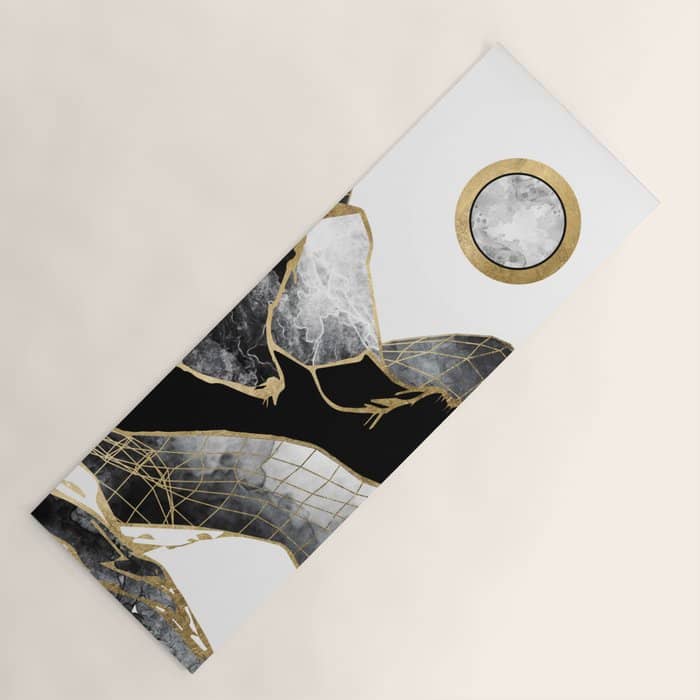Minimal Black And Gold Mountains Yoga Mat