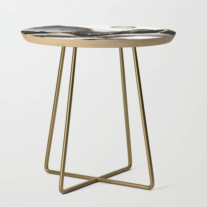 Minimal Black And Gold Mountains Side Table