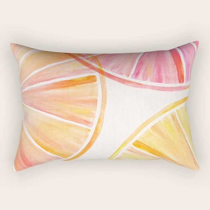 Summer Citrus Party Watercolor Rectangular Pillow