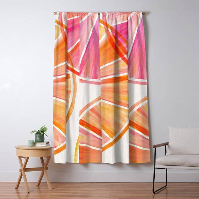 Summer Citrus Party Watercolor Window Curtain