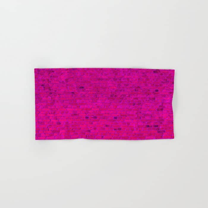 Bright Neon Hot Pink Fuchsia Brick Wall Bath Towel
