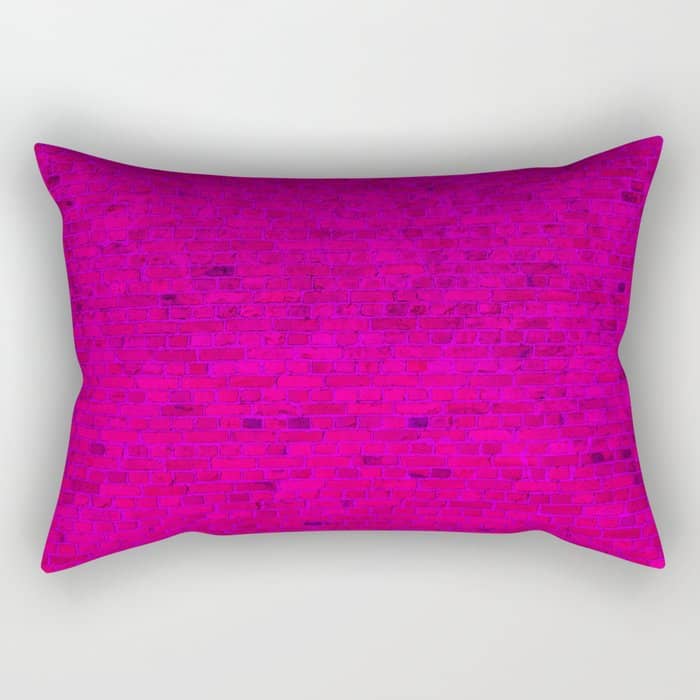 Bright Neon Hot Pink Fuchsia Brick Wall Rectangular Pillow