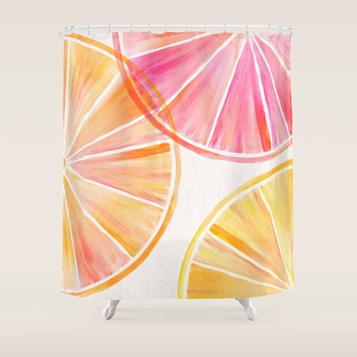 Summer Citrus Party Watercolor Shower Curtain