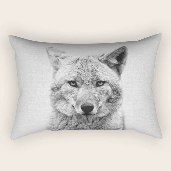 Coyote - Black & White Rectangular Pillow