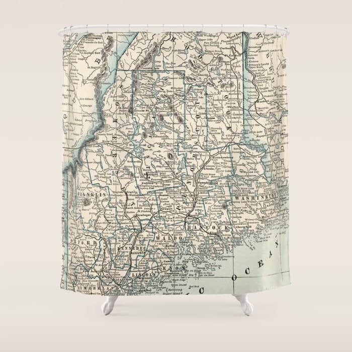 Vintage Map Of Maine (1893) Shower Curtain