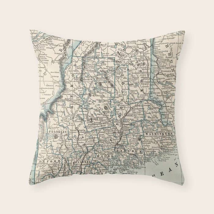Vintage Map Of Maine (1893) Throw Pillow