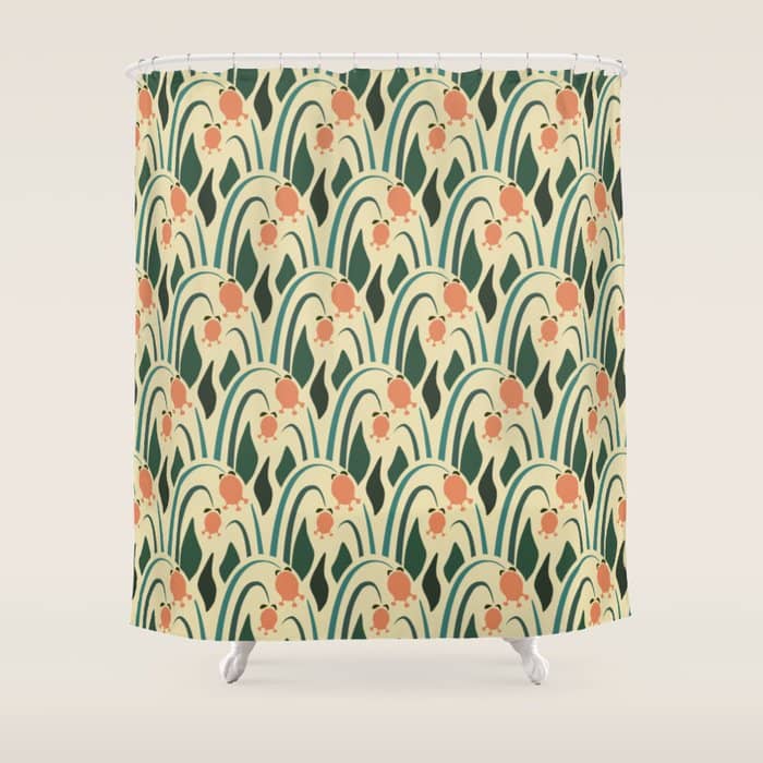 A Lot Of Flowers For Art Deco Green Shower Curtain