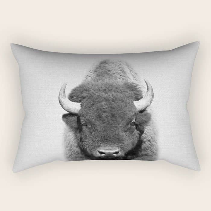 Buffalo - Black & White Rectangular Pillow