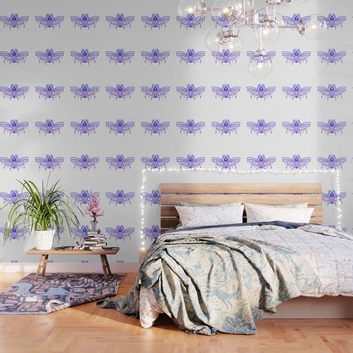 Death'S Head Hawkmoth - Indigo & Pink Palette Wallpaper