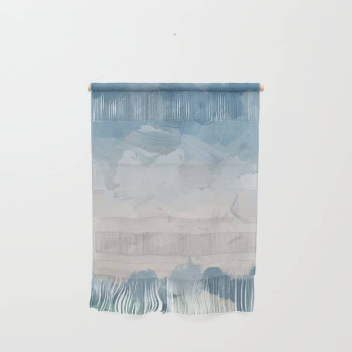 Waves On The Horizon - Mint Blue Aqua Sky Ocean Abstract Art Painting Clouds Water Waves Wall Hanging
