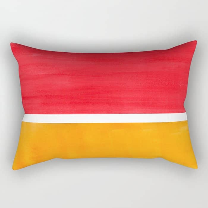 Colorful Bright Minimalist Rothko Color Field Midcentury Bright Red Yellow Squares Vintage Pop Art Rectangular Pillow