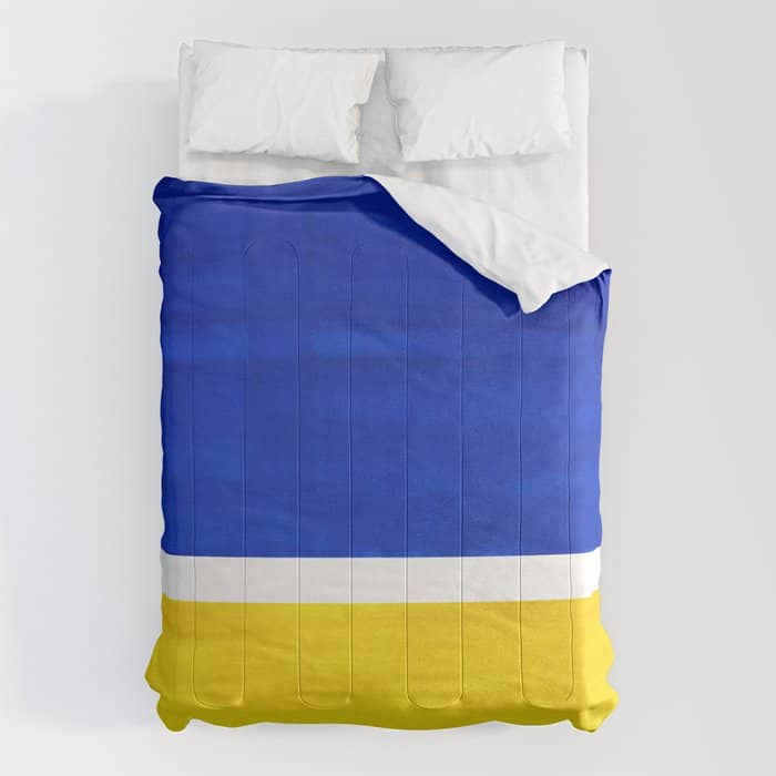 Colorful Bright Minimalist Rothko Blue Yellow Midcentury Modern Art Vintage Pop Art Comforter