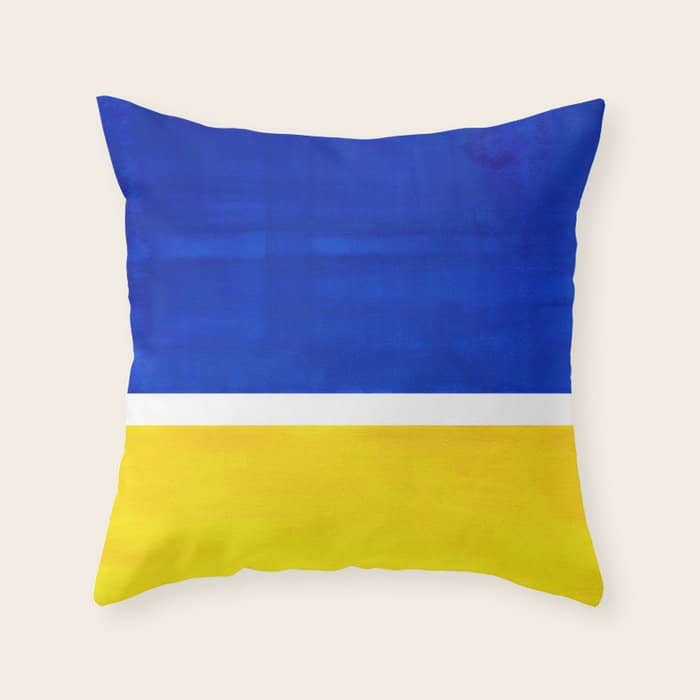 Colorful Bright Minimalist Rothko Blue Yellow Midcentury Modern Art Vintage Pop Art Throw Pillow