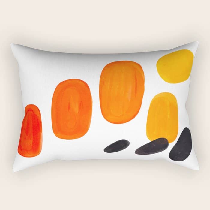 Mid Century Modern Colorful Minimal Pop Art Yellow Orange Ombre Rainbow Gradient Pebble Ovals Rectangular Pillow