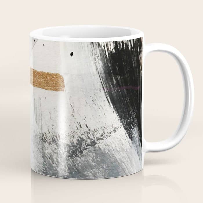 Armor [7]: A Bold Minimal Abstract Mixed Media Piece In Gold, Black And White Coffee Mug