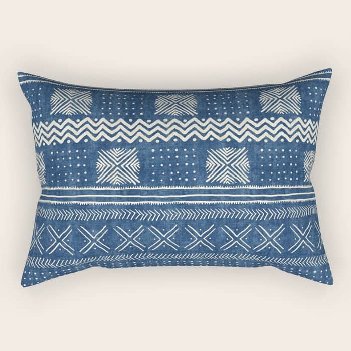 Geometric Stripe Blue Rectangular Pillow