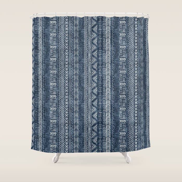 Funky Vertical Stripe In Indigo Shower Curtain