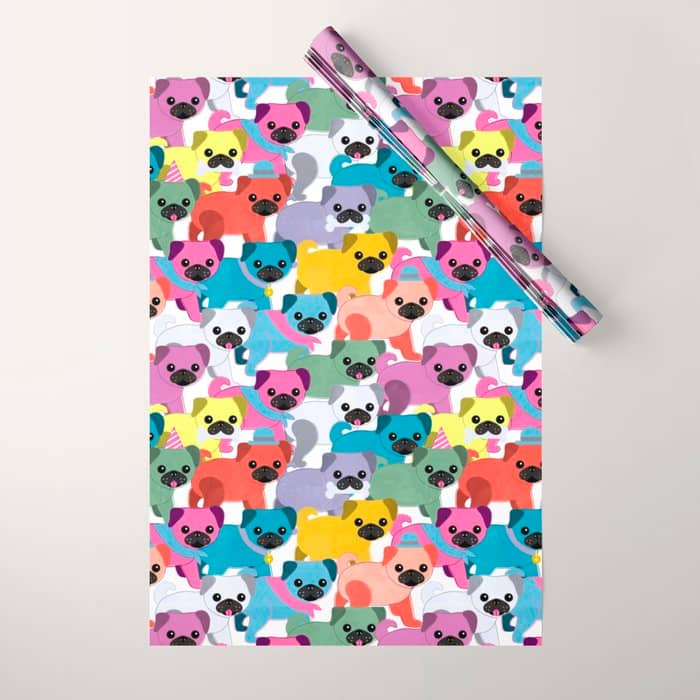 Colored Pugs Pattern - No1 Wrapping Paper