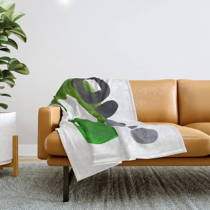 Mid Century Vintage 70'S Design Abstract Minimalist Colorful Pop Art Olive Green Dark Green Grey Throw Blanket