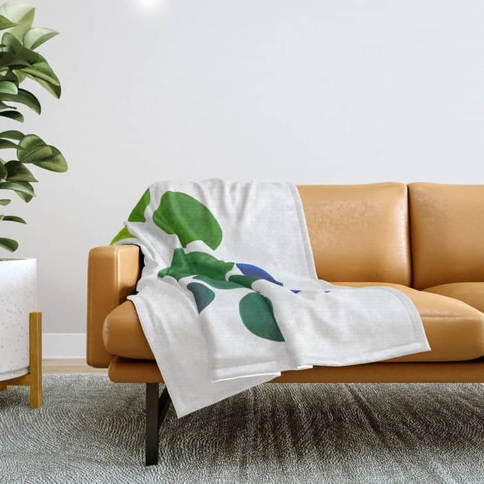 Mid Century Kusama Abstract Minimalist Colorful Pop Art Lime Green Blue Rainbow Ombre Gradient Throw Blanket