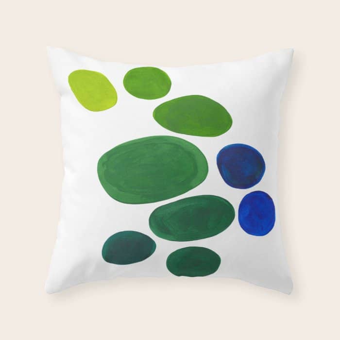 Mid Century Kusama Abstract Minimalist Colorful Pop Art Lime Green Blue Rainbow Ombre Gradient Throw Pillow