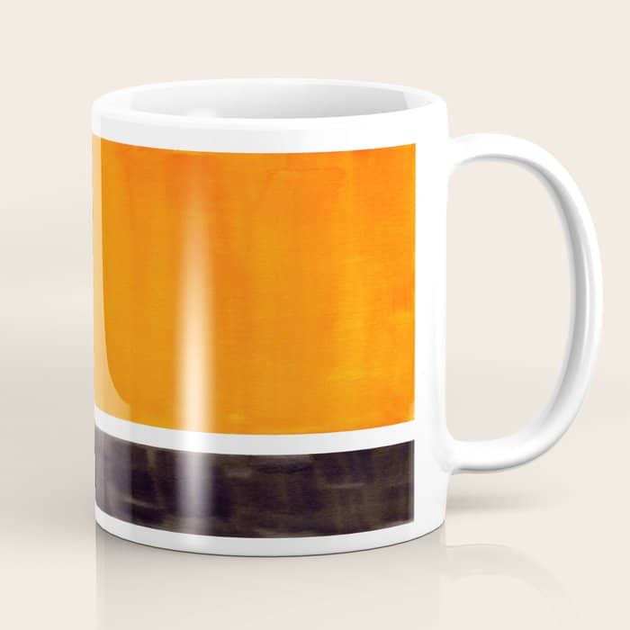 Minimalist Mid Century Modern Color Block Pop Art Rothko Inspired Golden Yellow Black Squares Coffee Mug