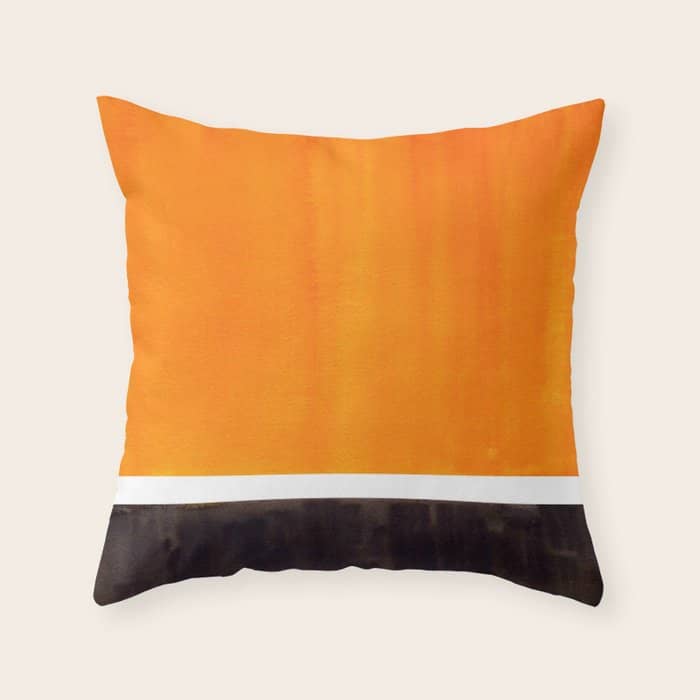 Minimalist Mid Century Modern Color Block Pop Art Rothko Inspired Golden Yellow Black Squares Throw Pillow