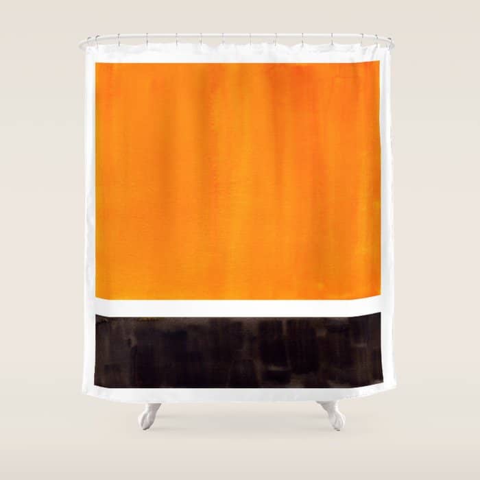 Minimalist Mid Century Modern Color Block Pop Art Rothko Inspired Golden Yellow Black Squares Shower Curtain