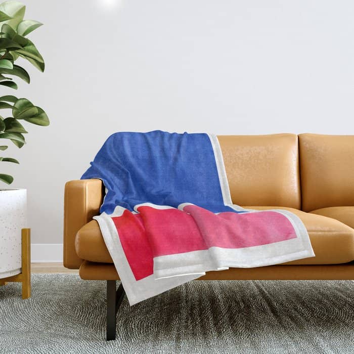 Rothko Abstract Mid Century Modern Minimalist Colorful Simple Nautical Red Blue Throw Blanket