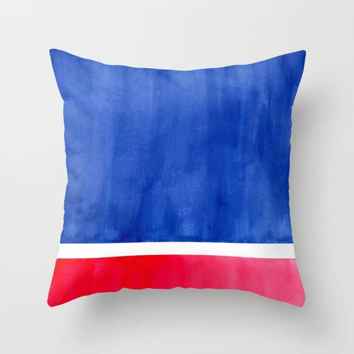 Rothko Abstract Mid Century Modern Minimalist Colorful Simple Nautical Red Blue Throw Pillow
