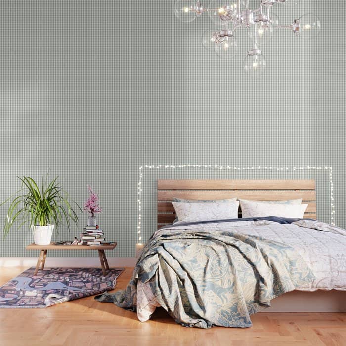 Desert Sage Grey Green And White Gingham Check Wallpaper