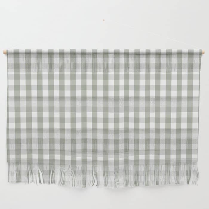 Desert Sage Grey Green And White Gingham Check Wall Hanging