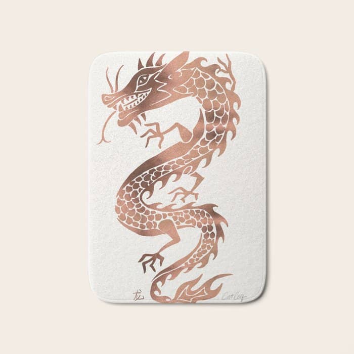 Chinese Dragon - Rose Gold Palette Bath Mat