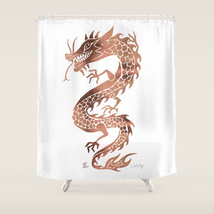 Chinese Dragon - Rose Gold Palette Shower Curtain