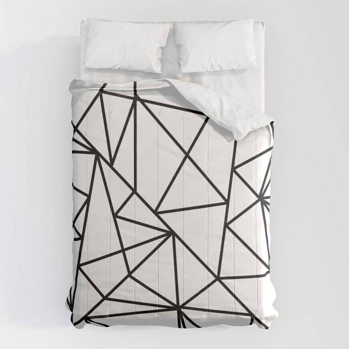 Black White Modern Abstract Geometrical Pattern Comforter