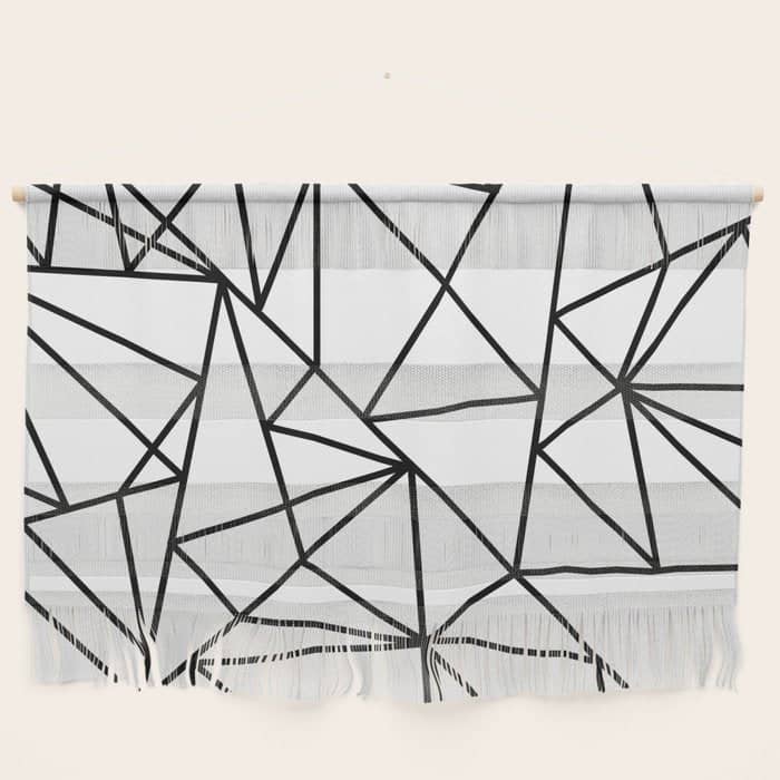 Black White Modern Abstract Geometrical Pattern Wall Hanging