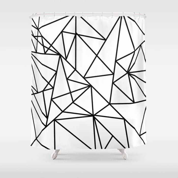 Black White Modern Abstract Geometrical Pattern Shower Curtain