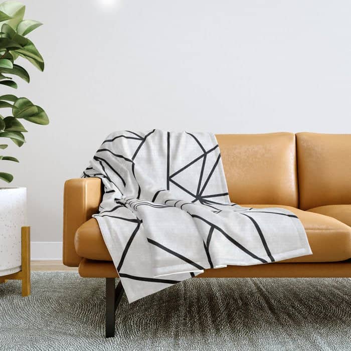 Black White Modern Abstract Geometrical Pattern Throw Blanket