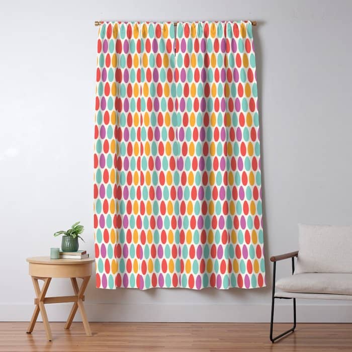 Modern Colorful Artistic Teal Pink Orange Easter Eggs Pattern Window Curtain