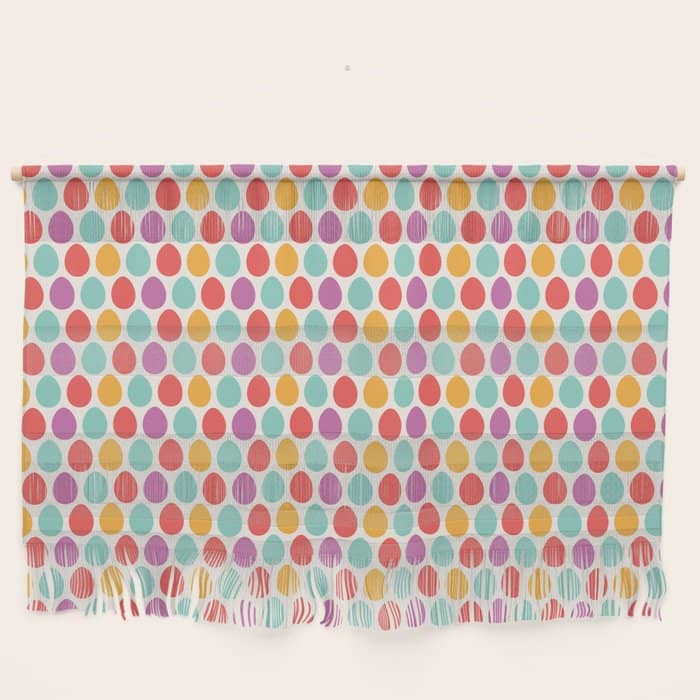 Modern Colorful Artistic Teal Pink Orange Easter Eggs Pattern Wall Hanging
