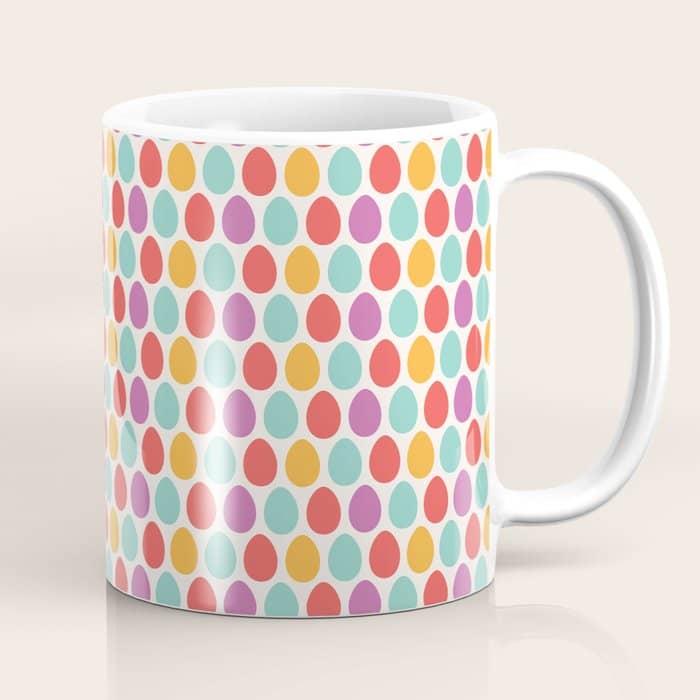 Modern Colorful Artistic Teal Pink Orange Easter Eggs Pattern Coffee Mug