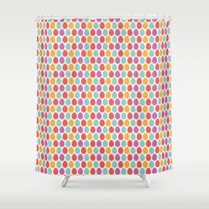 Modern Colorful Artistic Teal Pink Orange Easter Eggs Pattern Shower Curtain