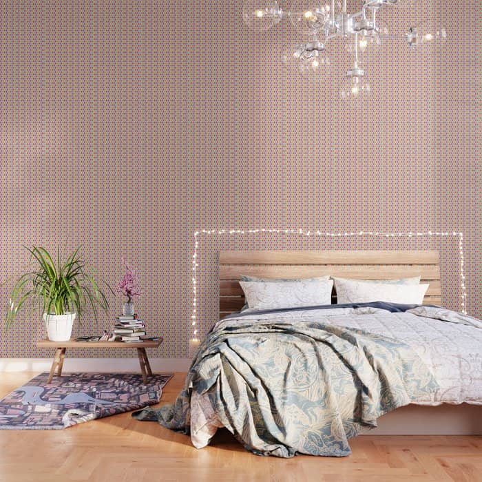Modern Colorful Artistic Teal Pink Orange Easter Eggs Pattern Wallpaper