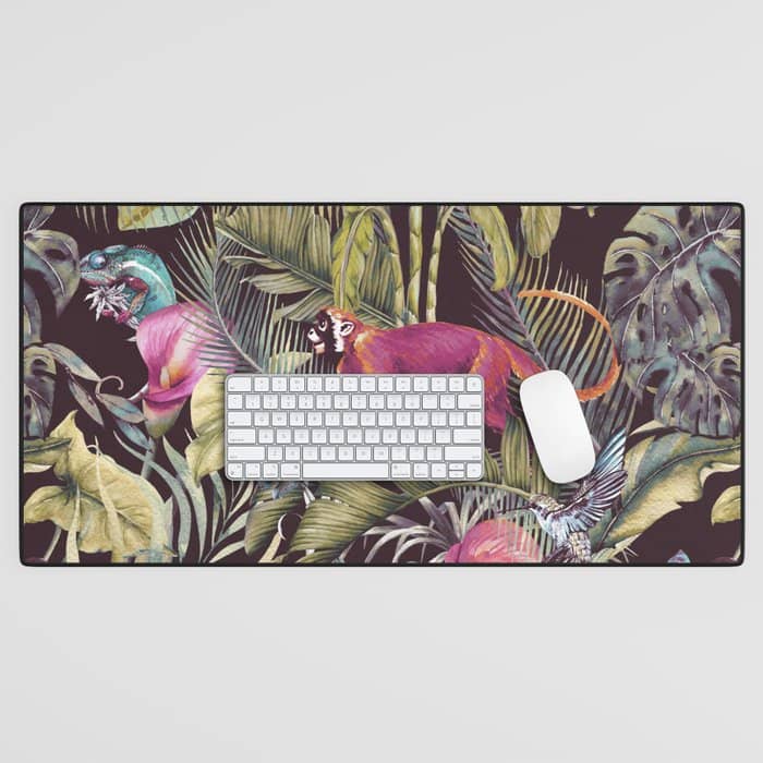 Fantasy In The Nocturnal Tropical Jungle Desk Mat